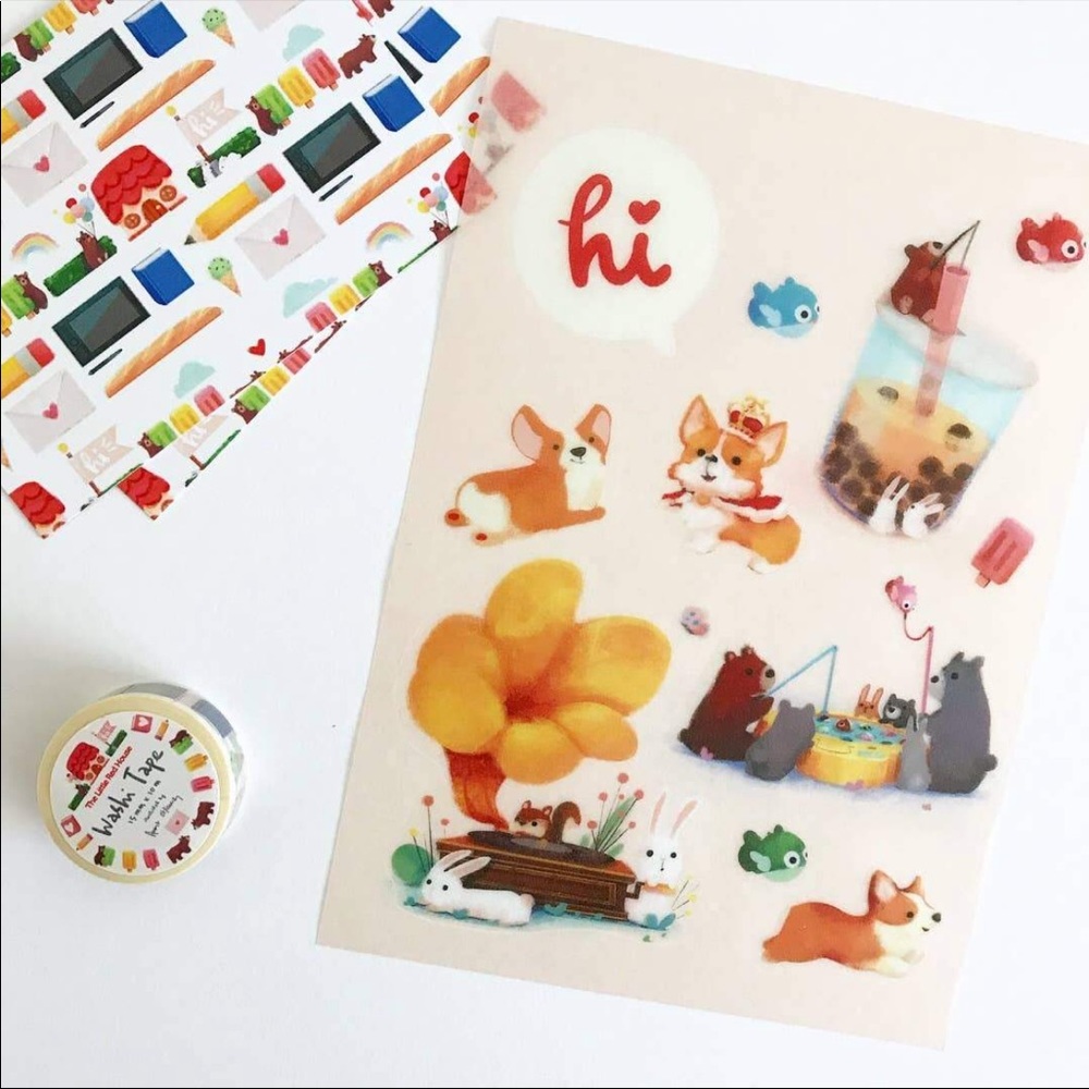 Corgi Boba Washi Stickers by The Little Red House